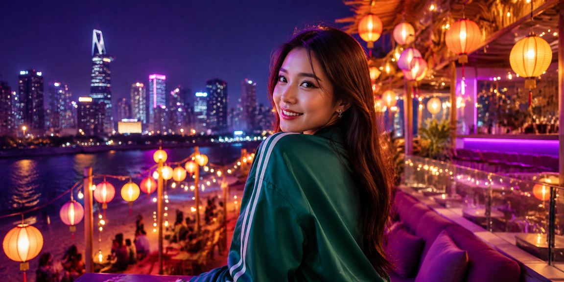 Người dùng tại TP.HCM kiểm tra khuyến mãi nạp tiền dưới ánh đèn lồng lễ hội